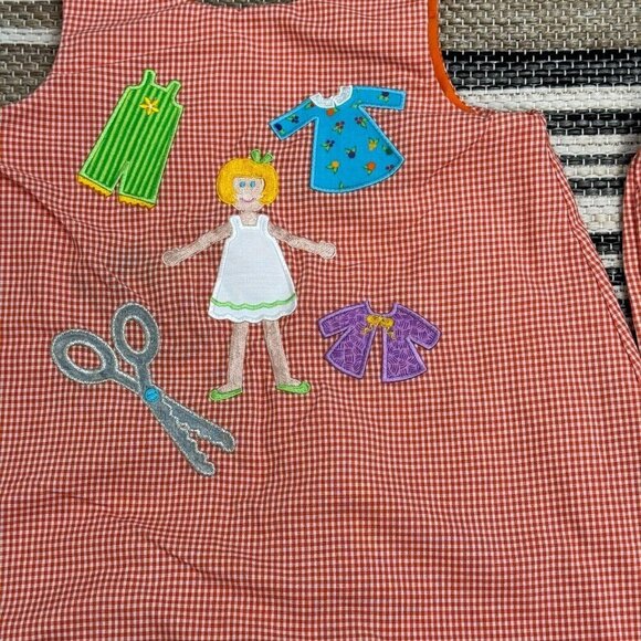 Mulberry St. Outfit Reversible Top Embroidered Gingham Halloween Orange Size 2 - Picture 4 of 13